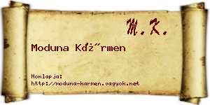 Moduna Kármen névjegykártya